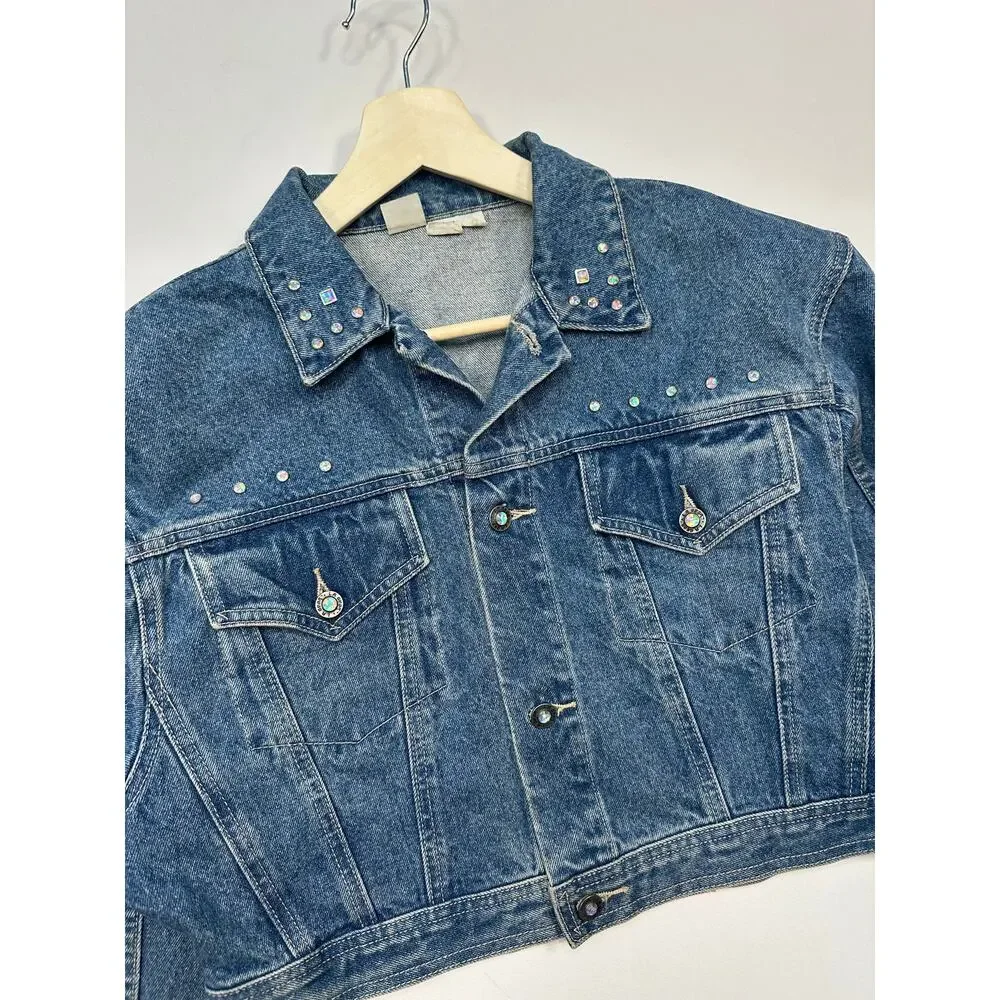 Vintage 1980’s LA Gear Denim and Rhinestone Jean Jacket Size Large